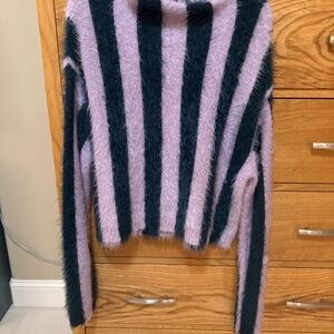 Statement Sweater | Fuzzy Striped Knit | Cropped Fit